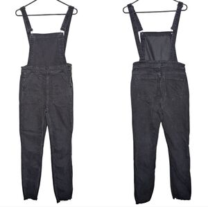 Madewell Women's Black Straight Leg Overalls with Raw Hem Size Small **With Flaw